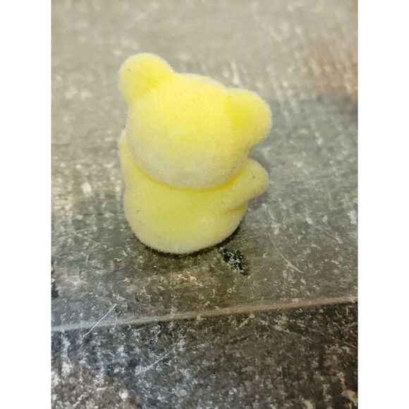 Miniature white yellow fuzzy teddy bear toy figure - Picture 3 of 4